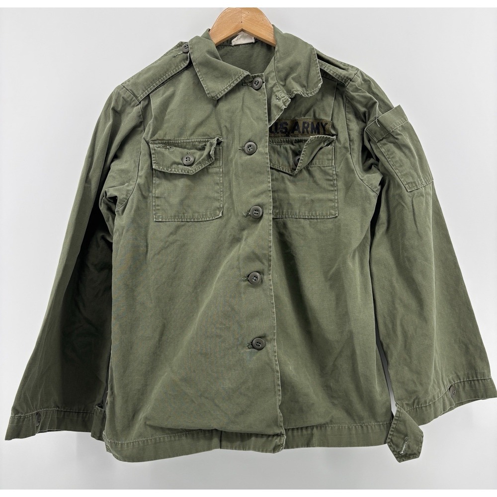 US Army Coat Cotton Green Poplin Utility 107 Vietnam Womens Shirt Fatigue 16